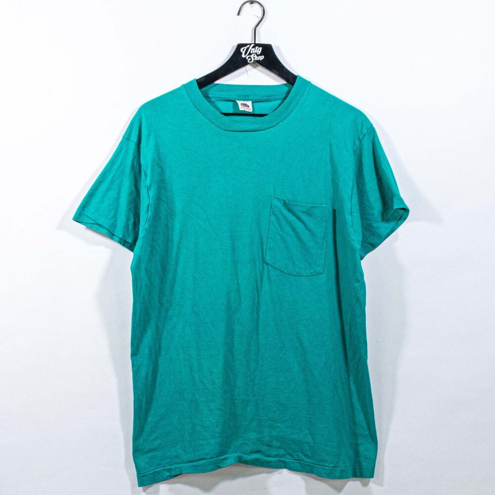 Fruit of The Loom Blank Selvedge Pocket T-Shirt Single Stitch XL VTG 90s